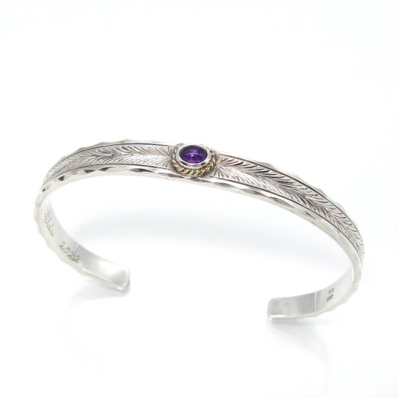 Studio Matilda スタジオマチルダ バングル アメジスト hydrangea 8 mm幅 Mサイズ ハイドランジア 紫陽花 K 18金縄 SV 950