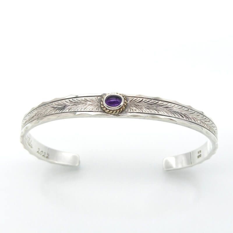 Studio Matilda スタジオマチルダ バングル アメジスト hydrangea 8 mm幅 Mサイズ ハイドランジア 紫陽花 K 18金縄 SV 950