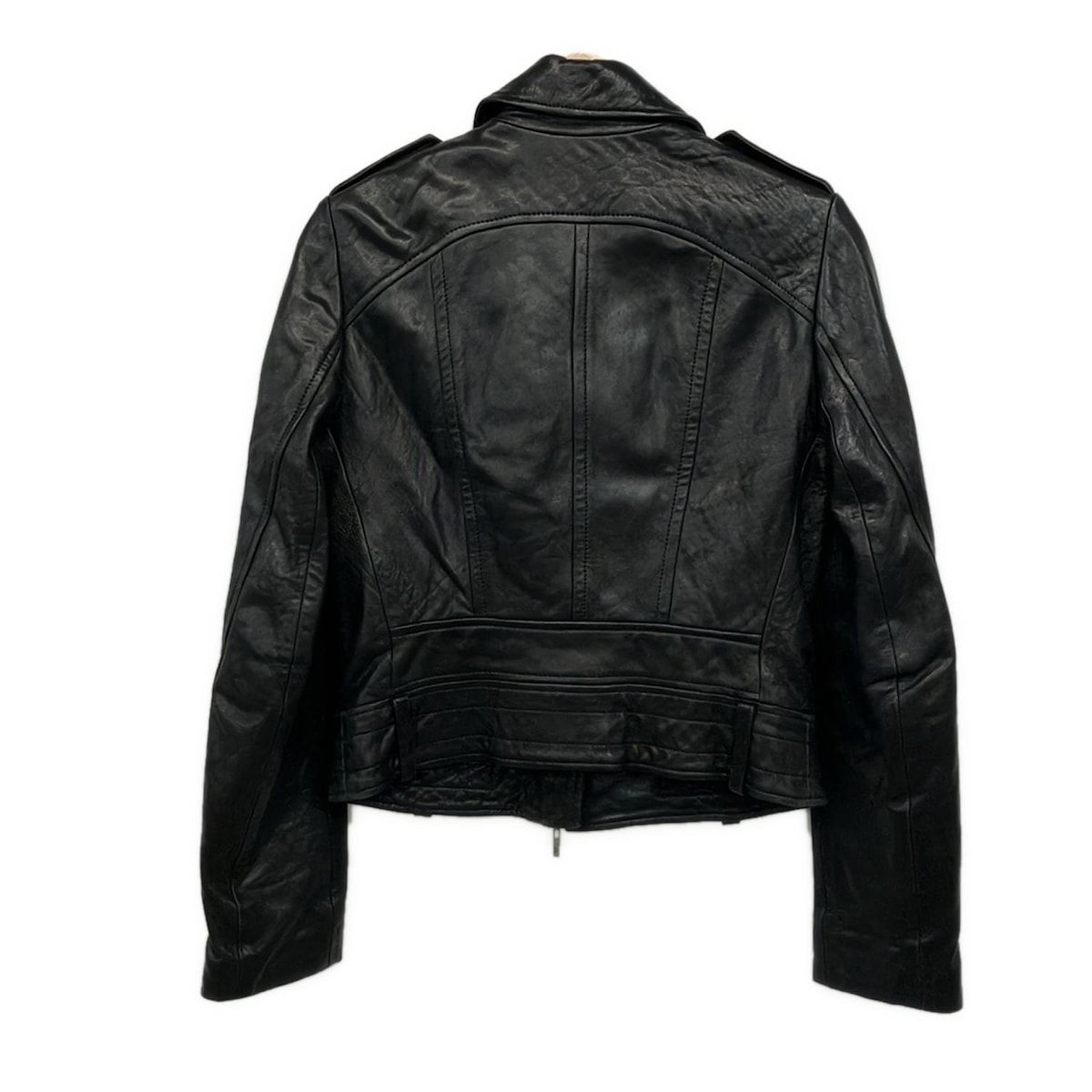 theory 黒 レザー シングルライダースジャケット サイズ2 theory(セオリー) ライダースジャケット サイズ2 S レディース美品