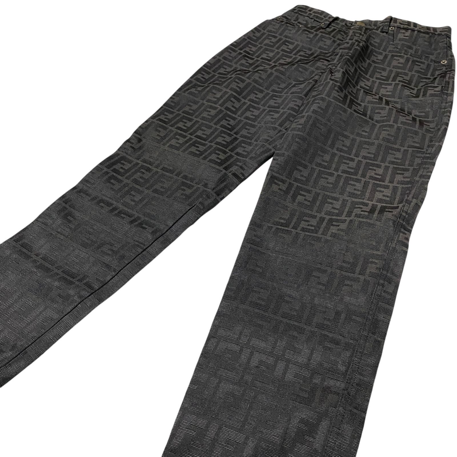 良品 FENDI フェンディ ズッカ柄 パンツ ブラック Sサイズ相当