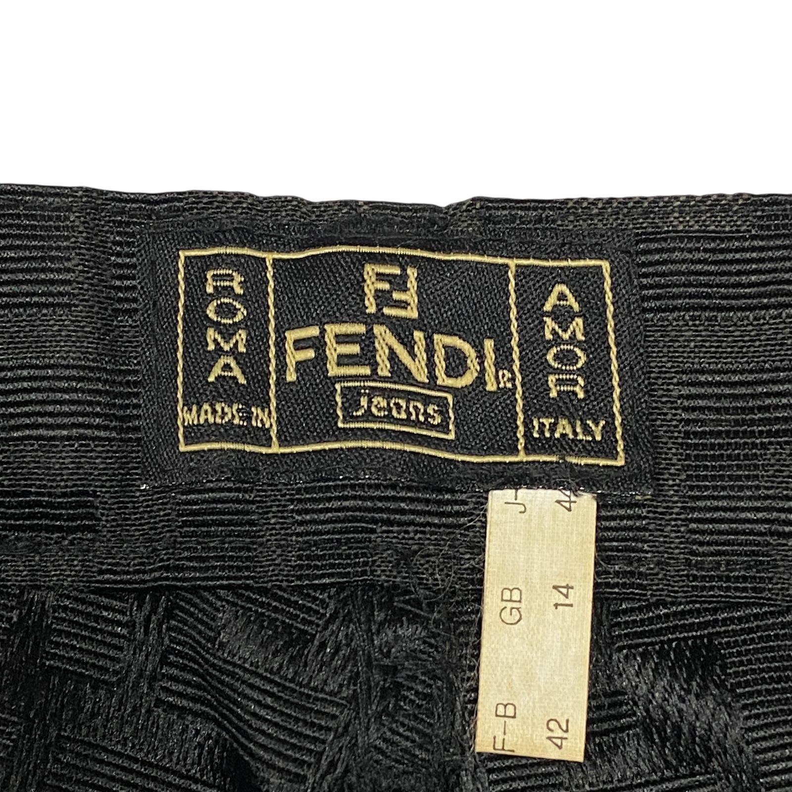 良品 FENDI フェンディ ズッカ柄 パンツ ブラック Sサイズ相当