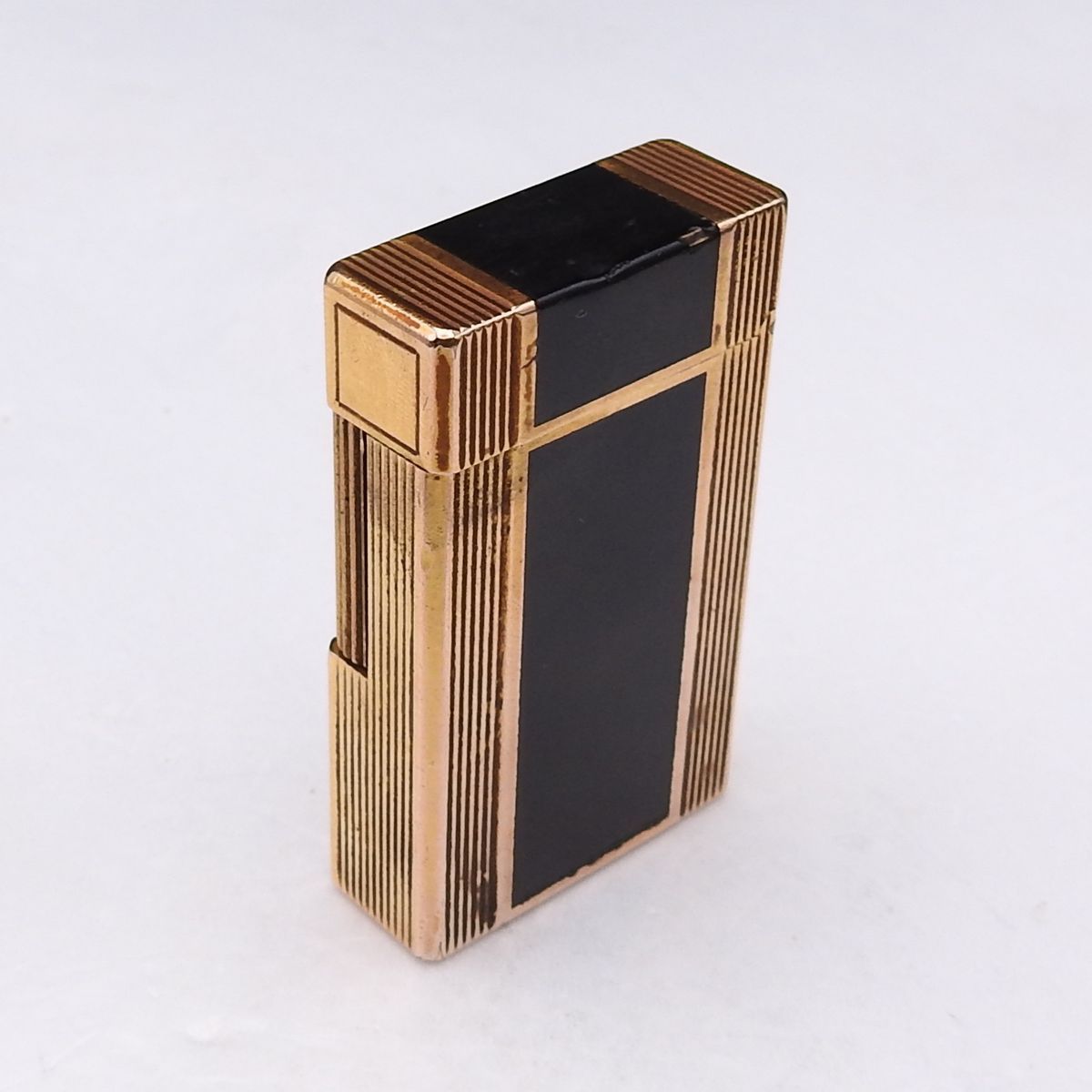 着火 済み S T Dupont ライン１ ロングガスライター ブラックラッカー ゴールド 温度調整 ライター本体 