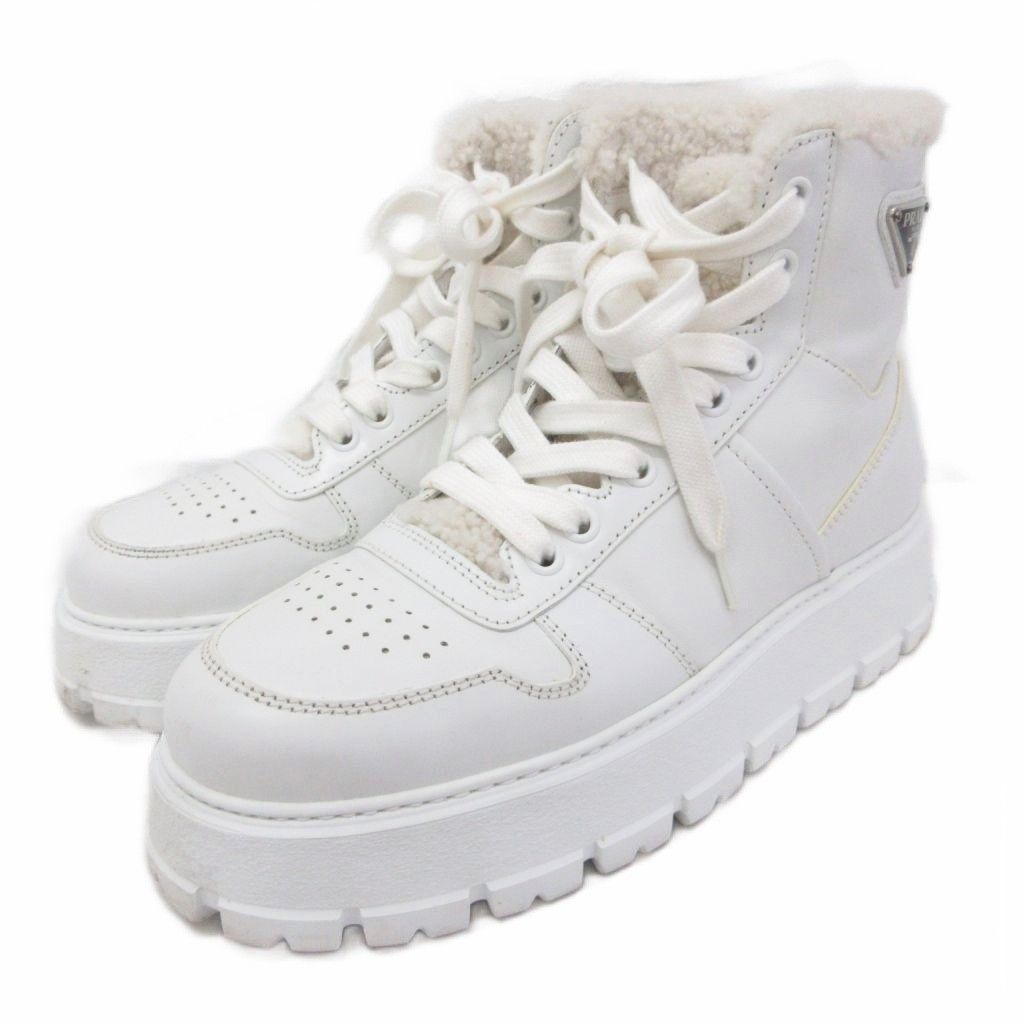プラダ PRADA ブーツ レザースニーカー シューズ 靴 ハイカット ボア