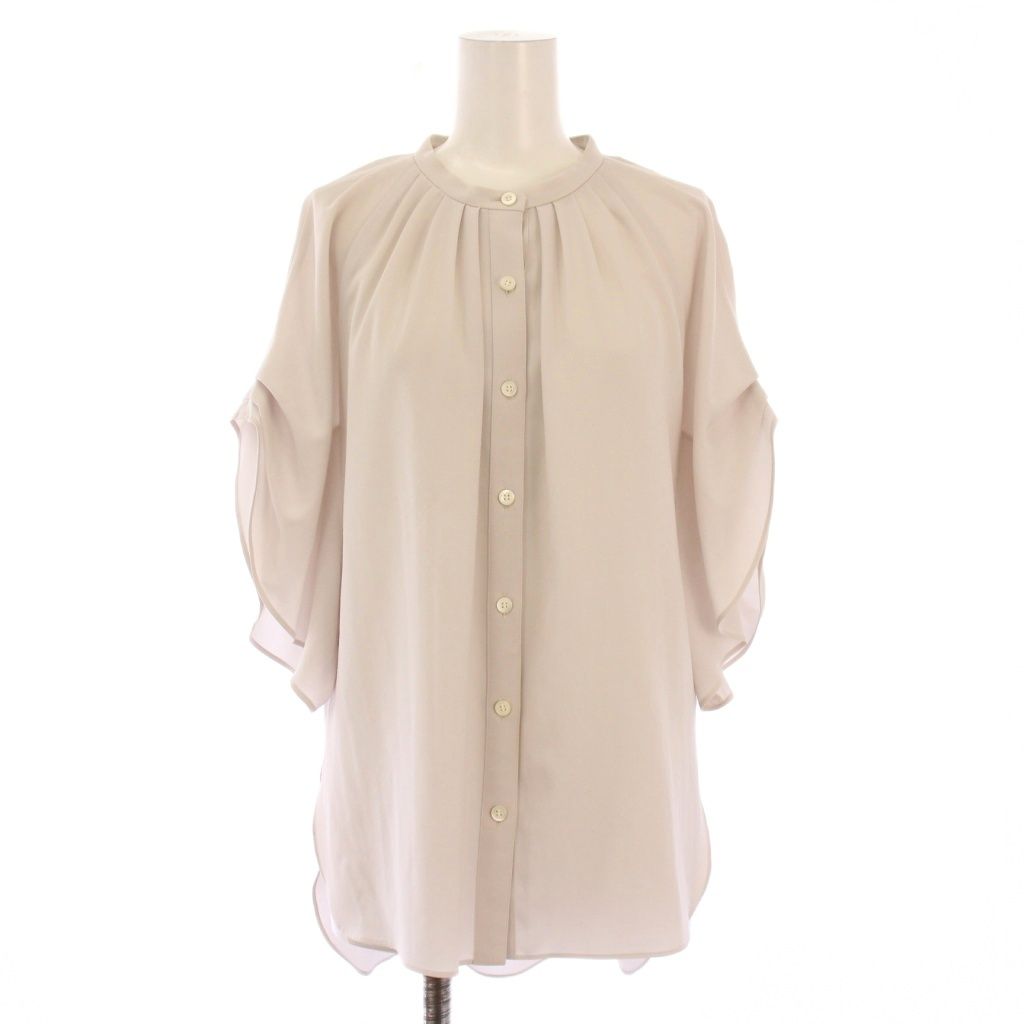 【中古】アドーア ADORE シャツ ブラウス 半袖 バンドカラー ワンカラー ストレッチ 38 グレー /BB レディース アドーア ADORE シャツ ブラウス 半袖 バンドカラー ワンカラー