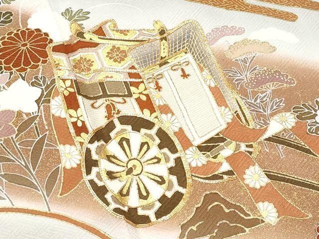 平和屋着物□豪華色留袖 御所車花文 金彩 正絹 逸品 未使用 CABA2603fb