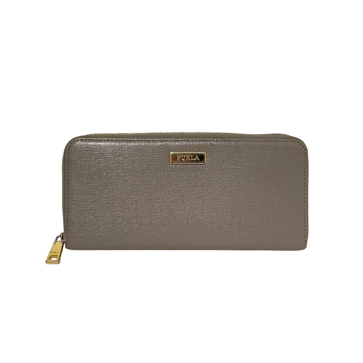 FURLA(フルラ) 長財布 - グレーベージュ ラウンドファスナー レザー