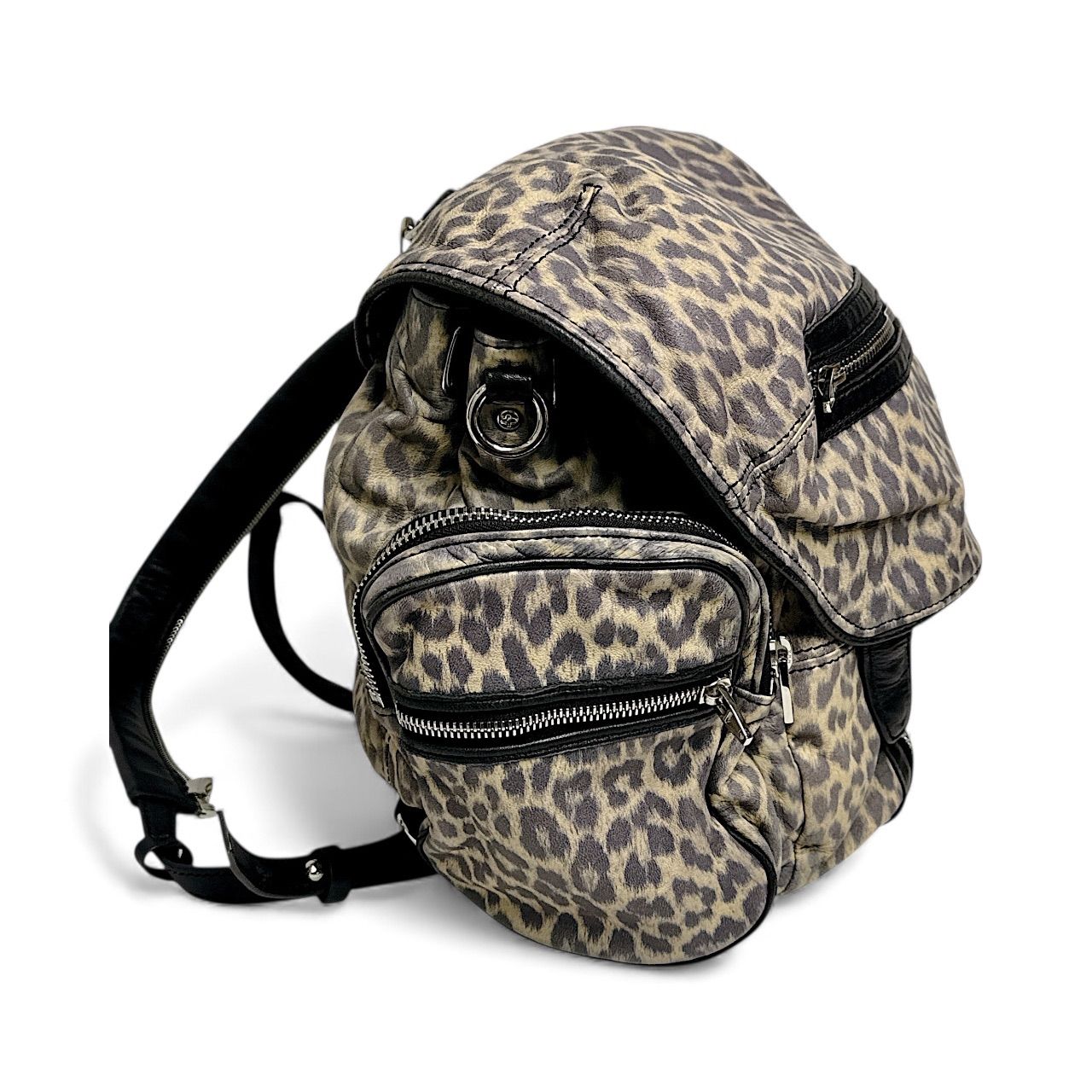 WANG アレキサンダーワン マルチバックパック 2 way リュックサック ワンショルダー 肩掛け レザー レオパード 豹柄