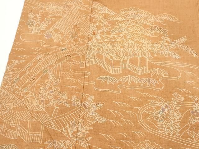 平和屋着物□訪問着 紬地 刺繍 御所解文 金糸 正絹 逸品 CABA0556ng