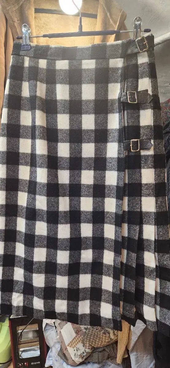 ブランド クレージュ ブラック-ホワイト CHECK スカート