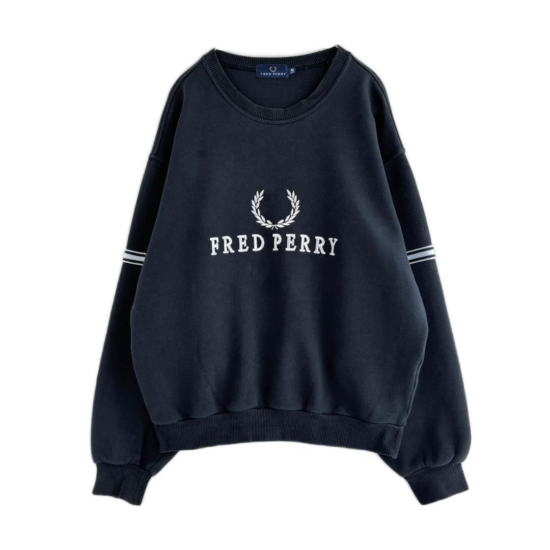 90s FRED PERRY フレッドペリー デザインスウェット 刺繍 ヒット