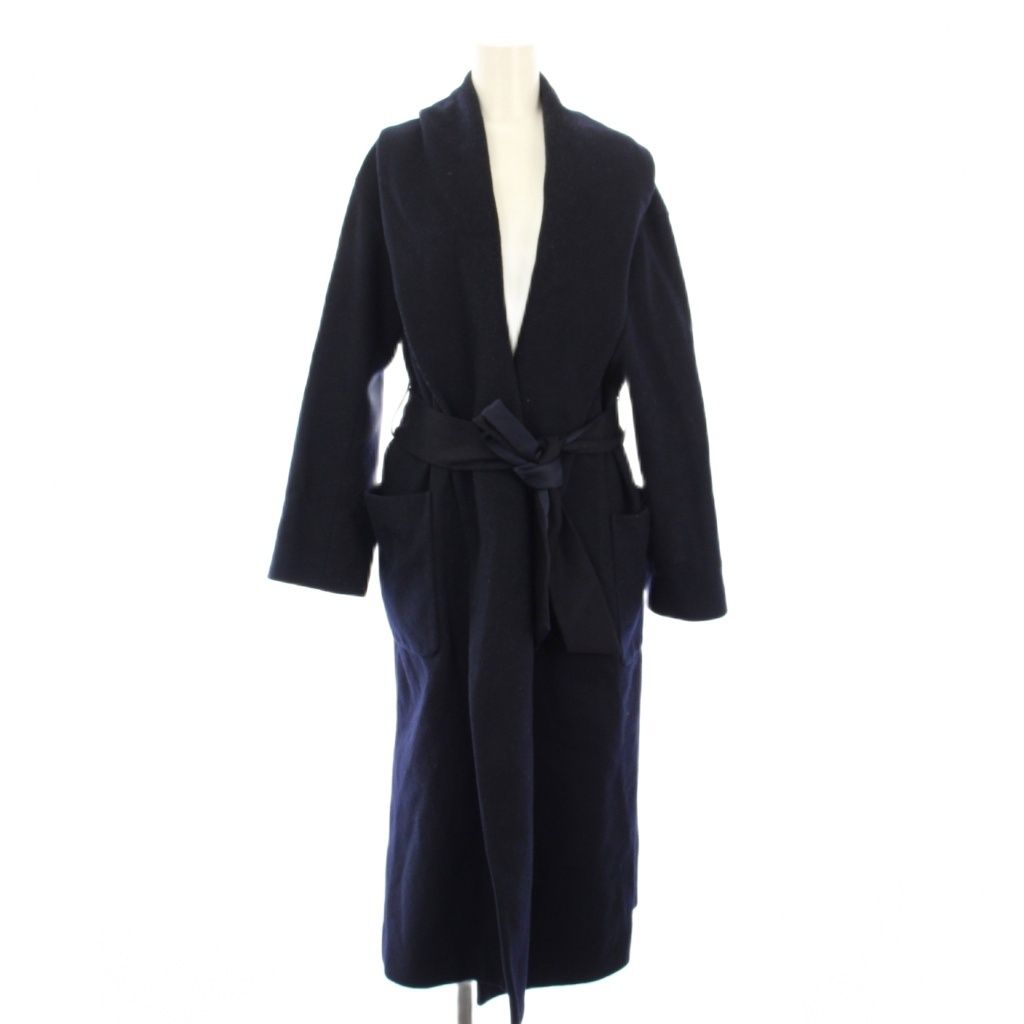 allurevilleアルアバイル　ウール　コート　リアルファー　紺ネイビー アルアバイル allureville ガウンコート ロング ウール アウター 2