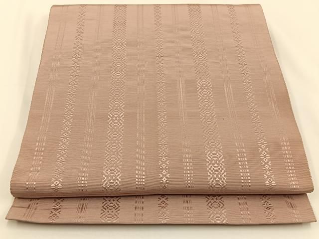 平和屋着物●本場筑前博多織　八寸名古屋帯　献上　灰桜色　三越扱い　正絹　逸品　BAAV2768hj 平和屋着物○本場筑前博多織 八寸名古屋帯 献上 灰桜色 三越扱い