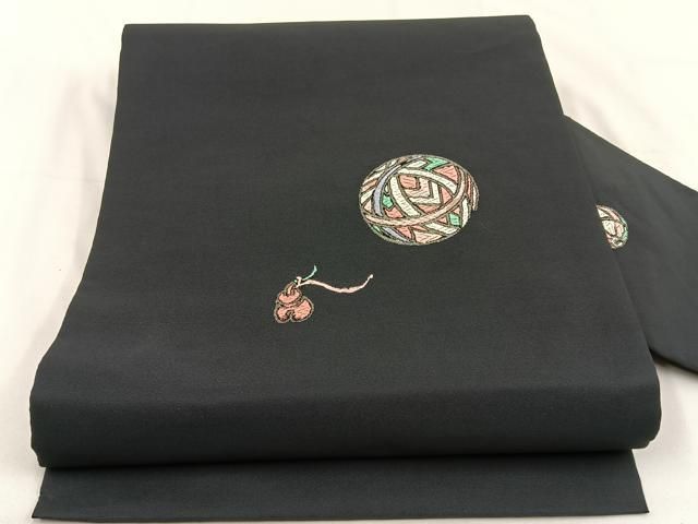 平和屋着物●九寸名古屋帯 唐織 手毬 銀糸 千歳茶色地 正絹 逸品 未使用 BAAV2823hj