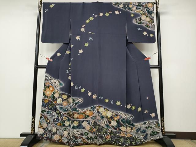 平和屋着物●訪問着　作家物　辻が花　絞り　鬼しぼ縮緬　正絹　逸品　CABA8196ut 平和屋着物○訪問着 作家物 辻が花 絞り 鬼しぼ縮緬 正絹 逸品