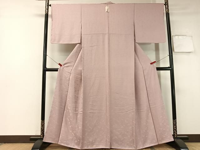 平和屋着物 上質な色無地 菊唐草地紋 撫子色 正絹 vp