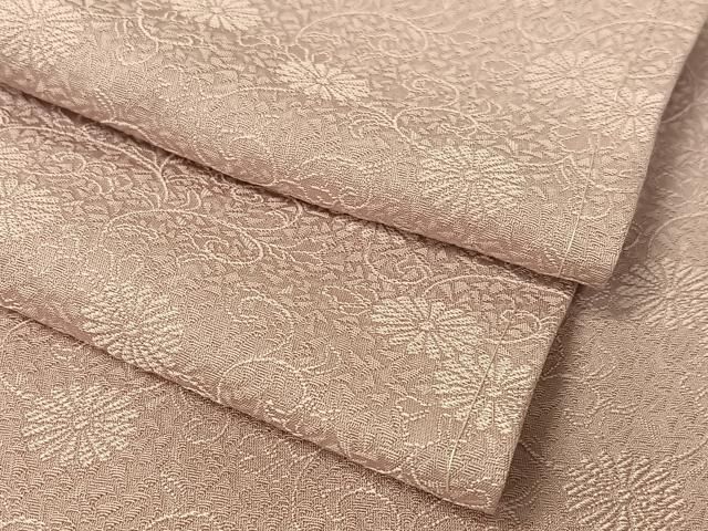 平和屋着物●上質な色無地 菊唐草地紋 撫子色 正絹 ♥ vp