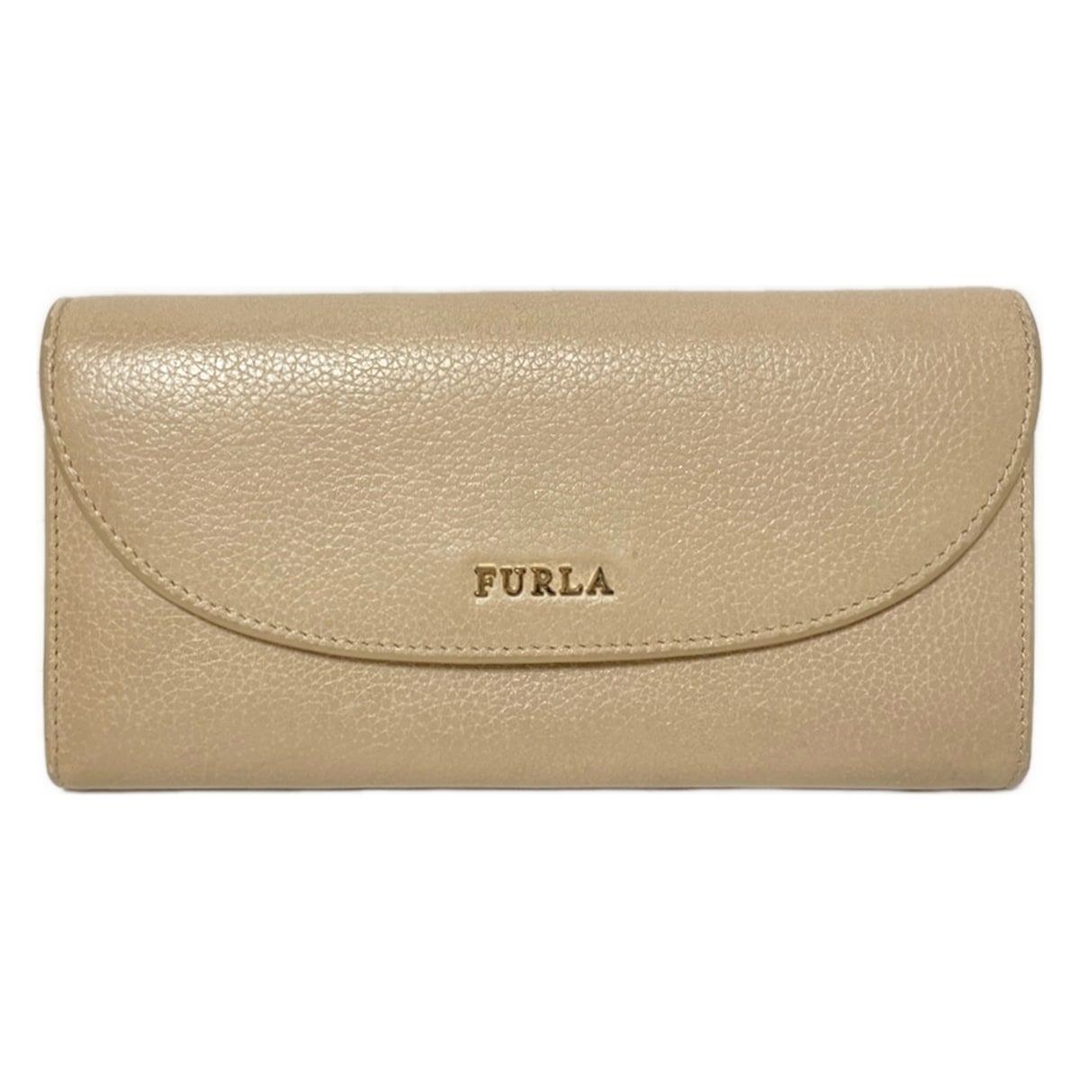 FURLA(フルラ) 長財布 - ベージュ レザー - メルカリ