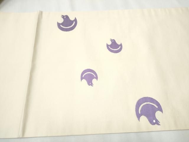 平和屋着物●九寸開き名古屋帯　千鳥　立波文　銀糸　正絹　逸品　CABB0601hy 平和屋着物○九寸開き名古屋帯 千鳥 立波文 銀糸 正絹 逸品 CABB0601hy