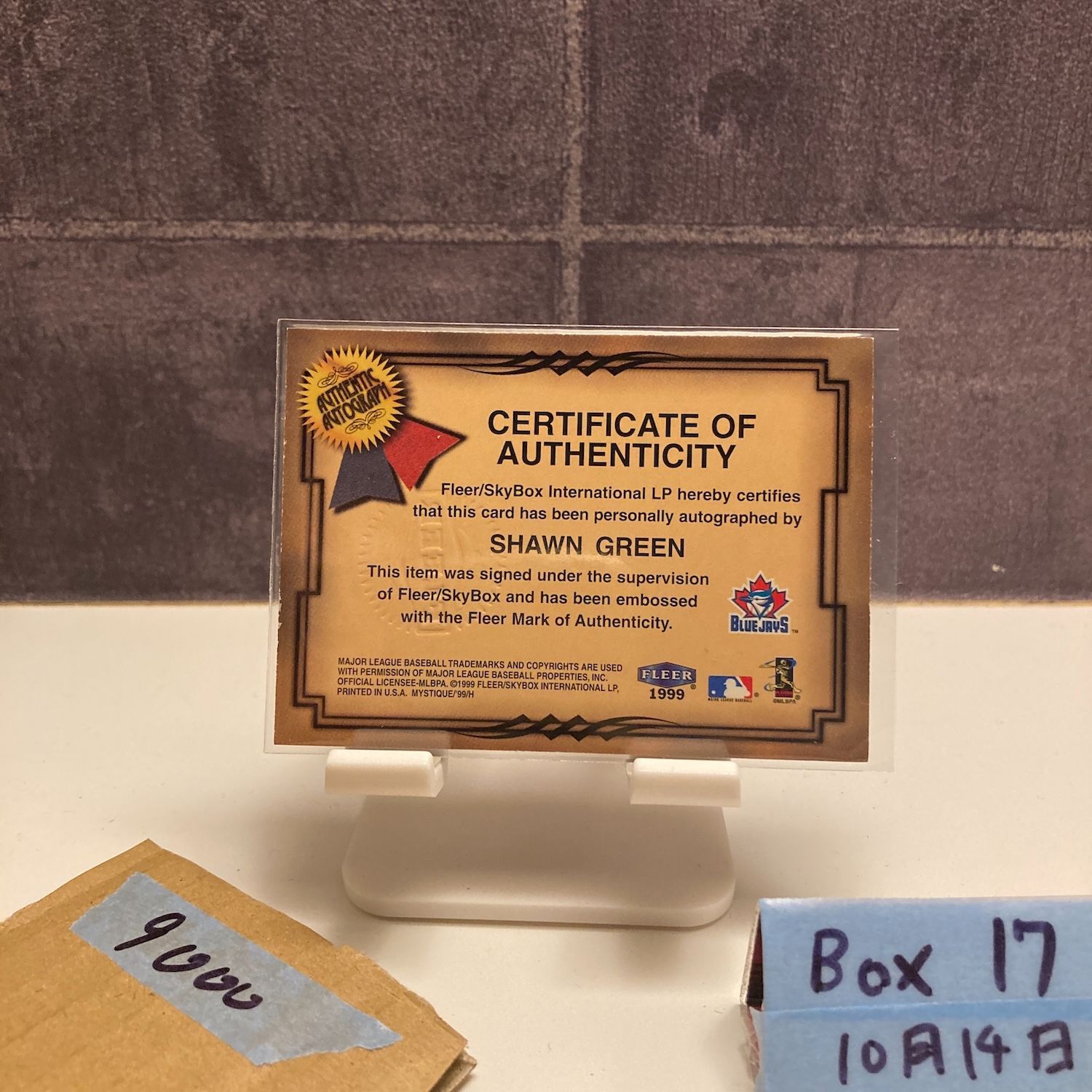 1999 Fleer ShyBox Shawn Green 013 250 直筆サインカード Toronto Blue Jays Fresh Ink カード