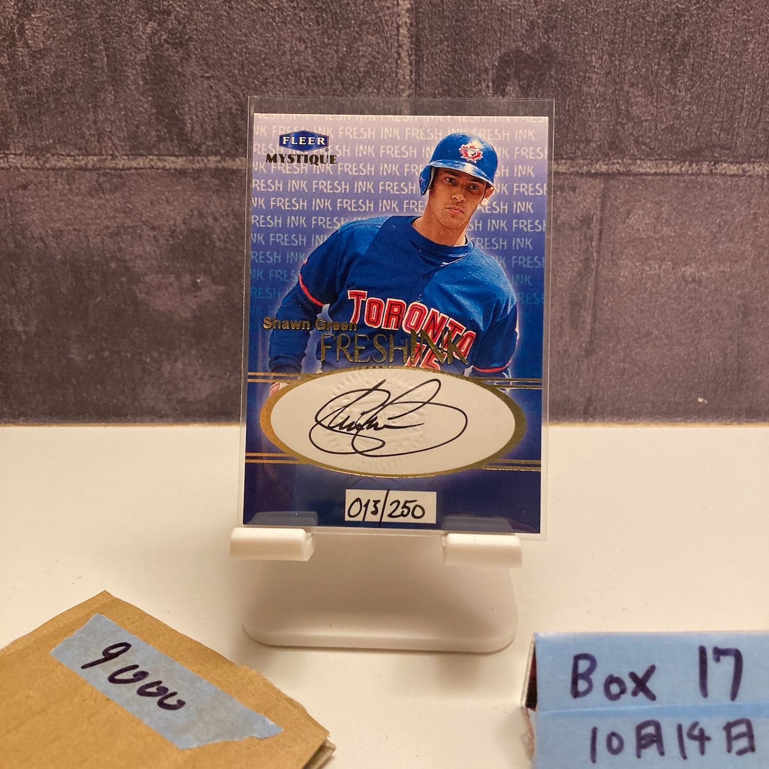 1999 Fleer ShyBox Shawn Green 013|250 直筆サインカード Toronto Blue Jays Fresh Ink カード