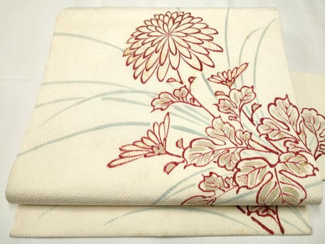 平和屋着物○人間国宝 森口華弘 蒔糊友禅 蒔糊散らし 九寸名古屋帯 菊