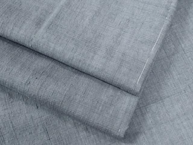 平和屋着物○本場結城紬 重要無形文化財 色無地 桔梗鼠色 正絹 逸品 未