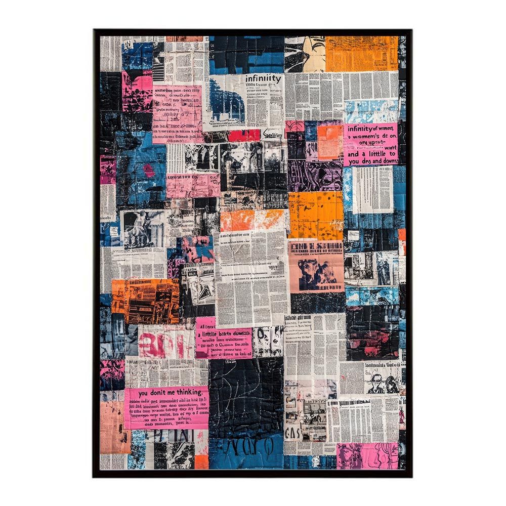 A 約59 x 84 cm lh-poster-10282 コラージュ 新聞 雑誌 幾何学 北欧 ヴィンテージ 抽象 リビング インダストリアル シンプル ミニマリスト アート ポスター フレーム付き