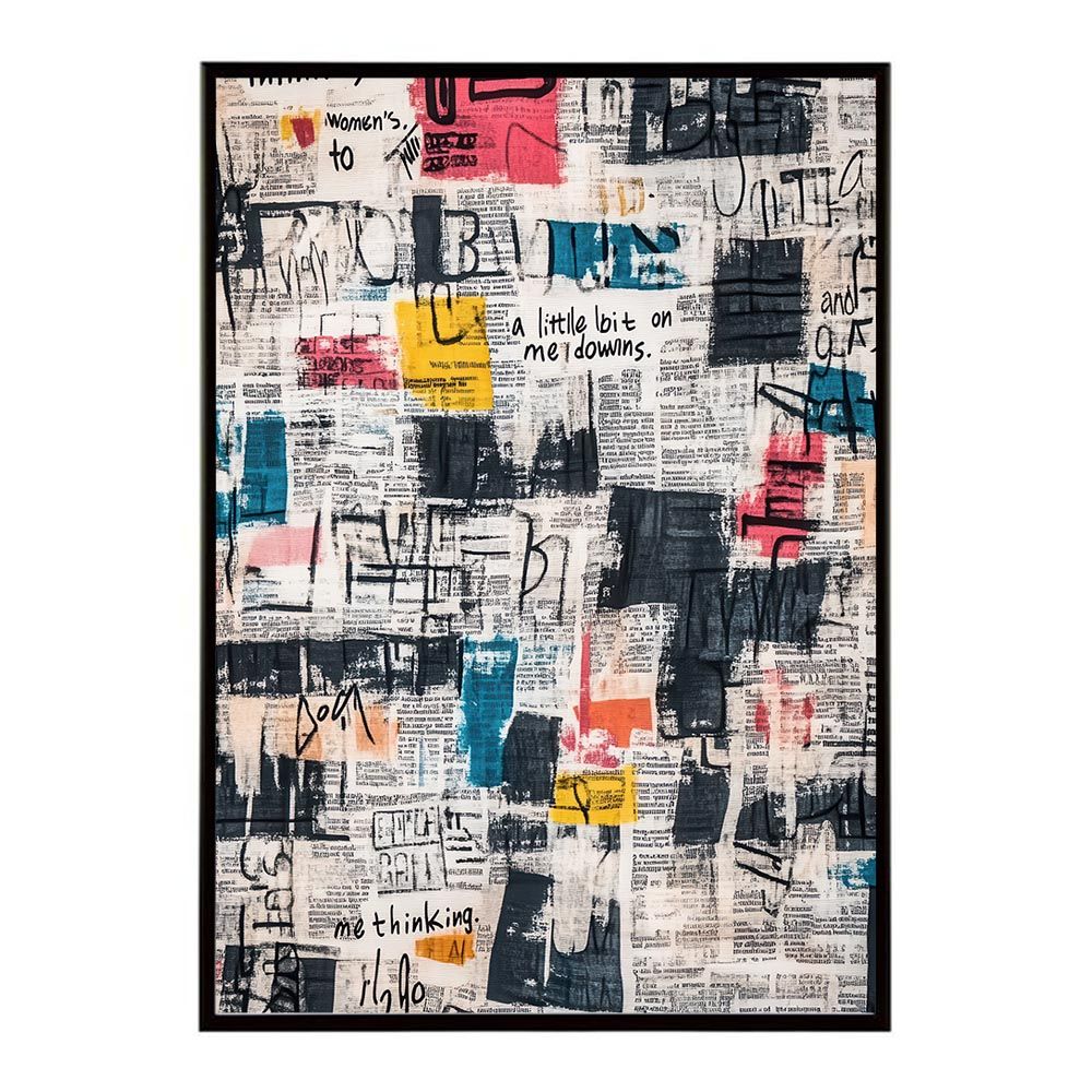 A 約59 x 84 cm lh-poster-10283 コラージュ 新聞 雑誌 幾何学 北欧 ヴィンテージ 抽象 リビング インダストリアル シンプル ミニマリスト アート ポスター フレーム付き