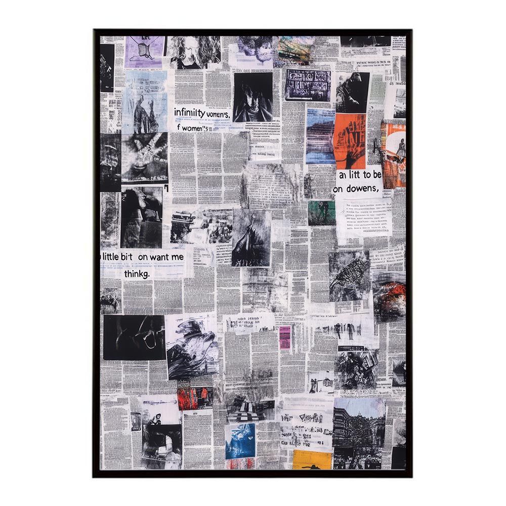 B 約73 x 103 cm lh-poster-10284 コラージュ 新聞 雑誌 幾何学 北欧 ヴィンテージ 抽象 リビング インダストリアル シンプル ミニマリスト アート ポスター フレーム付き