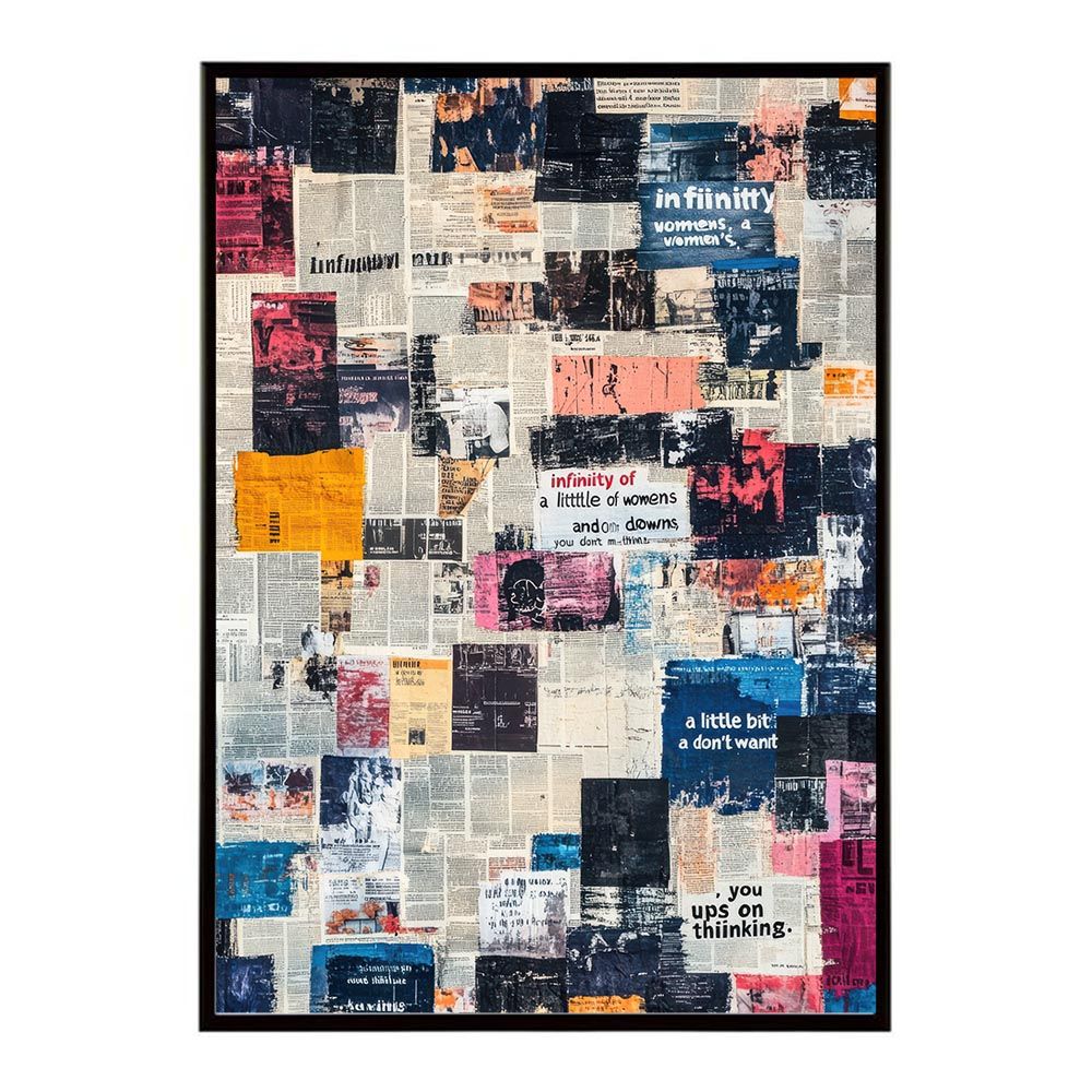 A 約42 x 59 cm lh-poster-10285 コラージュ 新聞 雑誌 幾何学 北欧 ヴィンテージ 抽象 リビング インダストリアル シンプル ミニマリスト アート ポスター フレーム付き