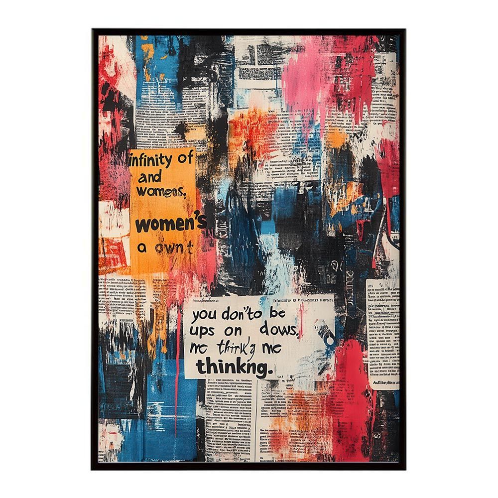 A 約84 x 119 cm lh-poster-10287 コラージュ 新聞 雑誌 幾何学 北欧 ヴィンテージ 抽象 リビング インダストリアル シンプル ミニマリスト アート ポスター フレーム付き