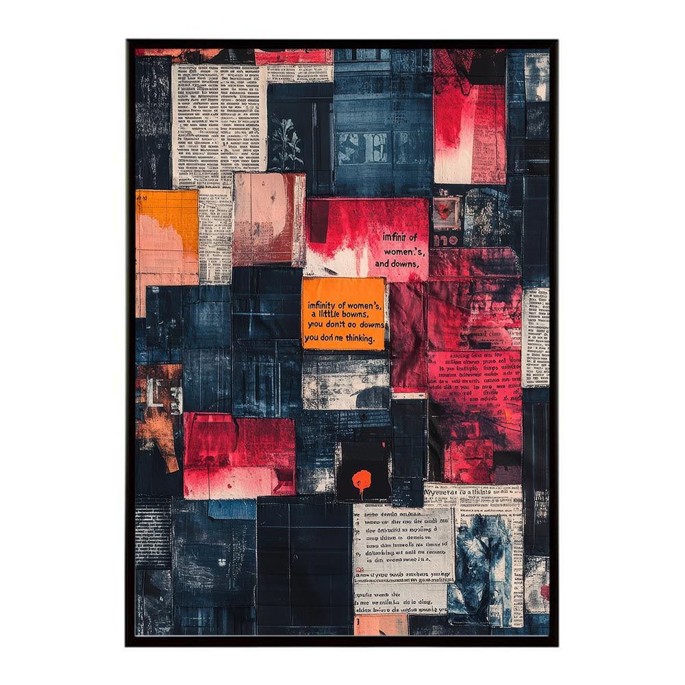 B 約73 x 103 cm lh poster 10288 コラージュ 新聞 雑誌 幾何学 北欧 ヴィンテージ 抽象 リビング インダストリアル シンプル ミニマリスト アート ポスター フレーム付き