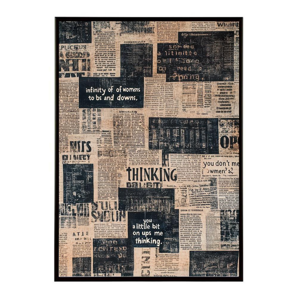 A 約42 x 59 cm lh-poster-10289 コラージュ 新聞 雑誌 幾何学 北欧 ヴィンテージ 抽象 リビング インダストリアル シンプル ミニマリスト アート ポスター フレーム付き