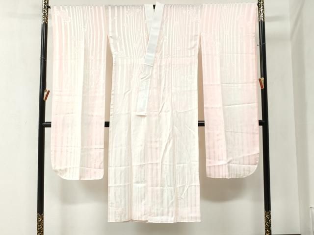 平和屋着物●振袖用長襦袢　縞　毬舞桜地紋　暈し染め　正絹　逸品　未使用　CABA6343yc 平和屋着物○振袖用長襦袢 縞 毬舞桜地紋 暈し染め 正絹