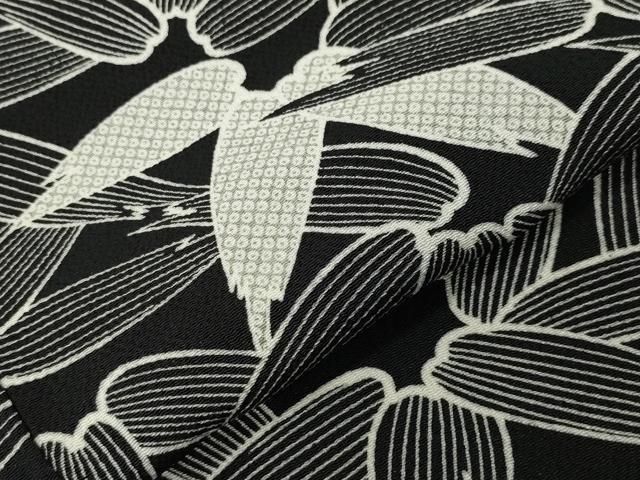 平和屋着物○上質な小紋 笹文 鬼しぼ縮緬 ロング丈 正絹 逸品