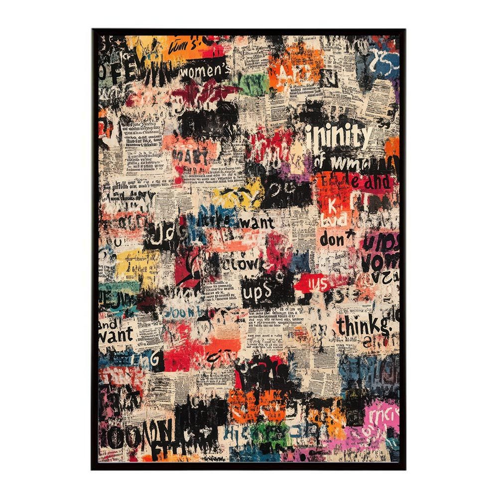 B 約73 x 103 cm lh poster 10290 コラージュ 新聞 雑誌 幾何学 北欧 ヴィンテージ 抽象 リビング インダストリアル シンプル ミニマリスト アート ポスター フレーム付き