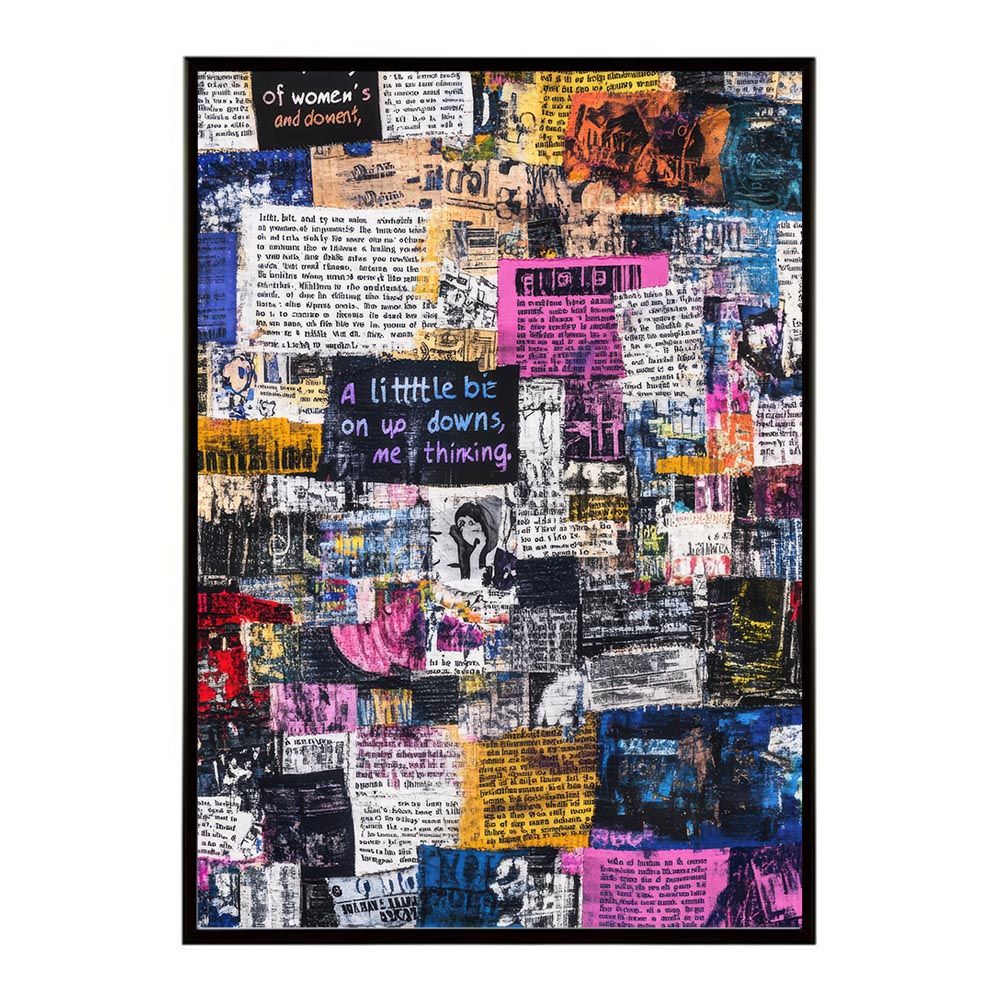 A 約59 x 84 cm lh-poster-10291 コラージュ 新聞 雑誌 幾何学 北欧 ヴィンテージ 抽象 リビング インダストリアル シンプル ミニマリスト アート ポスター フレーム付き