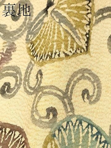 平和屋着物○九寸名古屋帯 型染め 葵 鬼しぼ縮緬 正絹 逸品 CABB0765hy