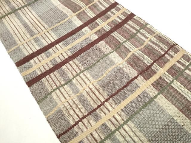 平和屋着物○八寸名古屋帯 紬地 格子柄 正絹 逸品 CABB0777hy - メルカリ