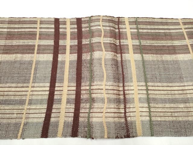 平和屋着物○八寸名古屋帯 紬地 格子柄 正絹 逸品 CABB0777hy - メルカリ