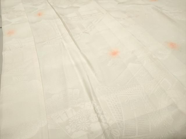 平和屋着物○振袖用長襦袢 袷 絞り 御所車扇面花地紋 暈し染め