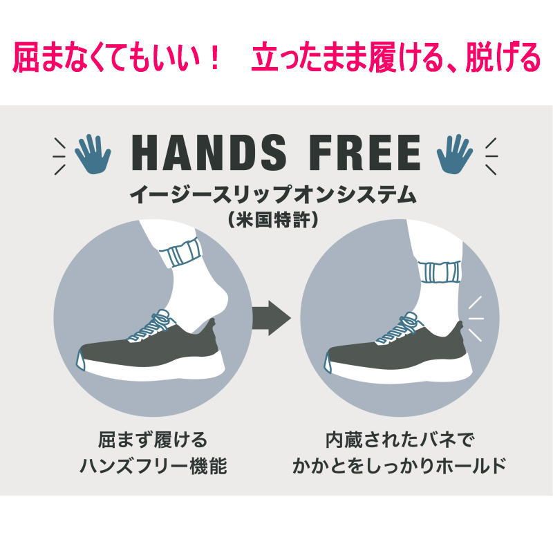 Orthofeet オーソフィート YARI Wide メンズ BLACK ヤリ ワイド 幅広 EEE 3 E相当 ウォーキングシューズ ハンズフリー スリッポン かがまず履ける 触らず履ける 手を使わずにスッと