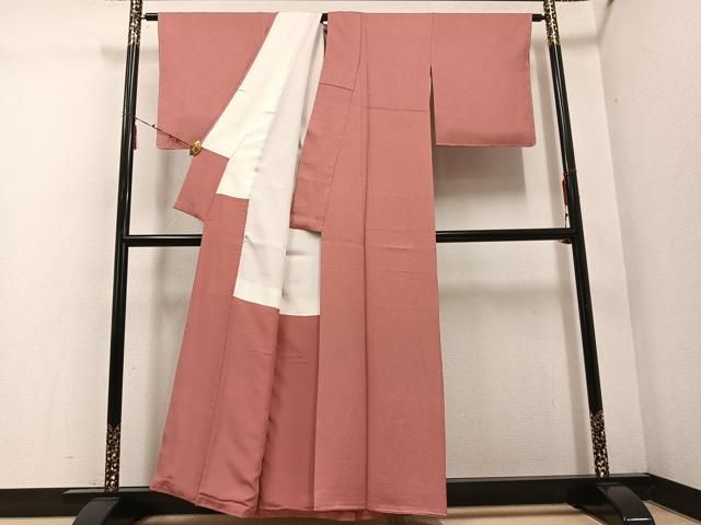  平和屋着物 上質な色無地 真赭色 正絹 ph 色無地 着物