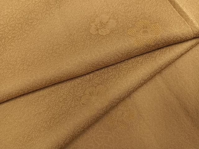 平和屋着物 上質な色無地 花尽くし 黄橡色 正絹 ph