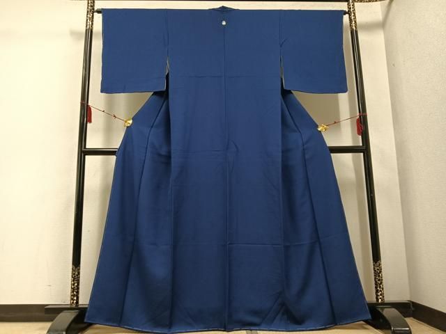 平和屋着物 上質な色無地 源氏香地紋 留紺色 正絹 ph