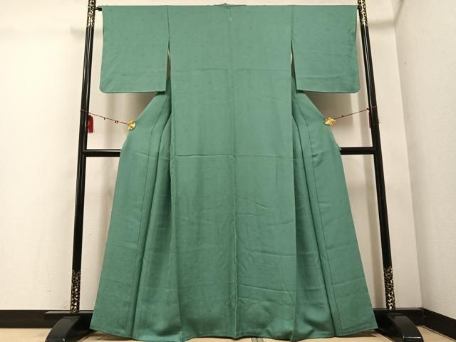 平和屋着物 上質な色無地 花地紋 青磁色 正絹 ph