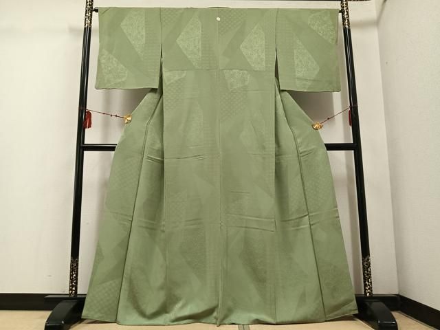 平和屋着物 上質な色無地 吉祥花地紋 柳茶色 正絹 ph