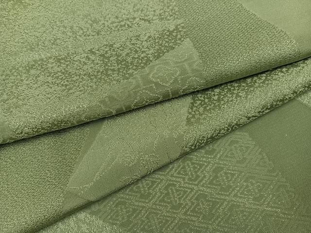 平和屋着物 上質な色無地 吉祥花地紋 柳茶色 正絹 ph