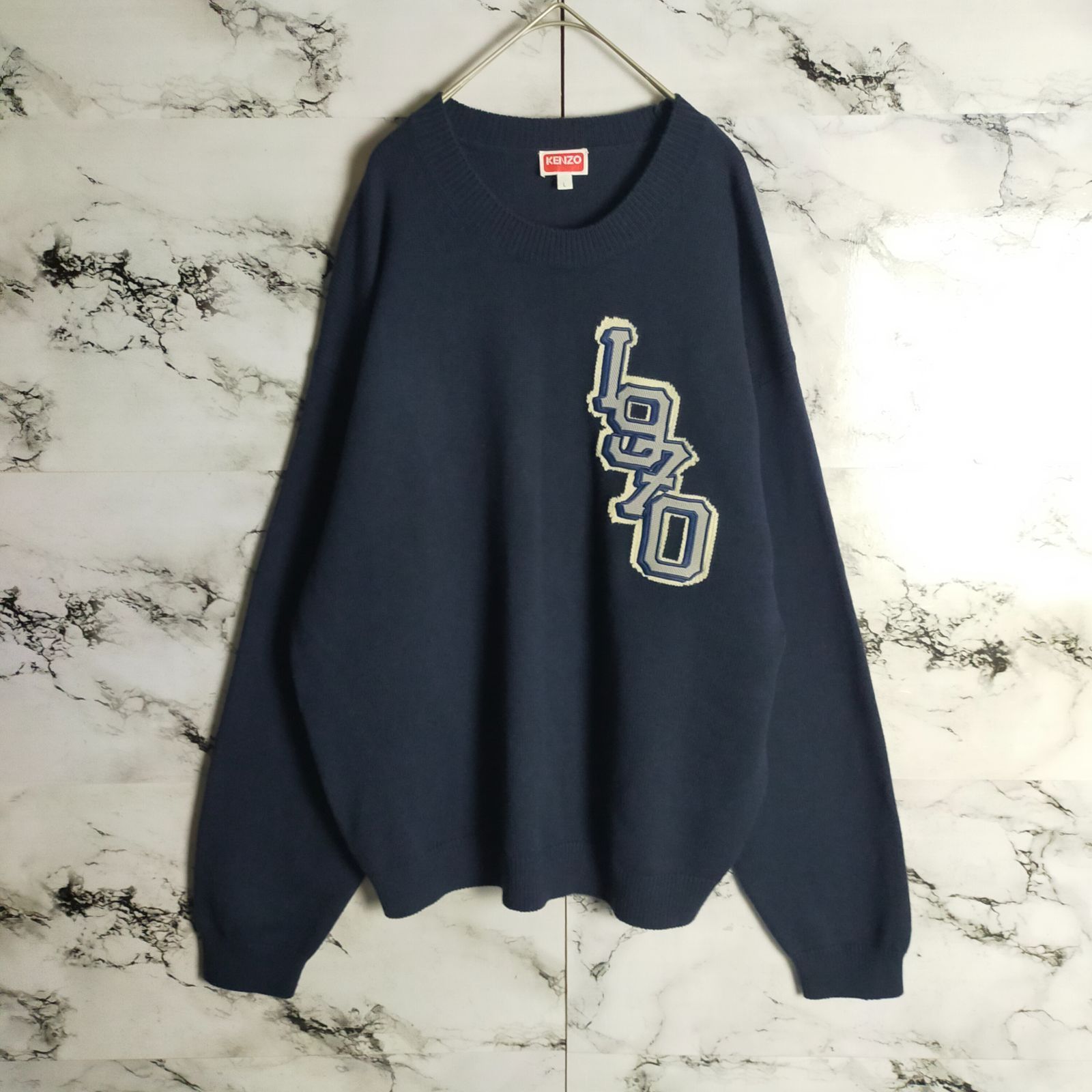 希少】KENZO ケンゾー ニット L(XL相当) タイガー 虎 刺繍 黒 ブラック