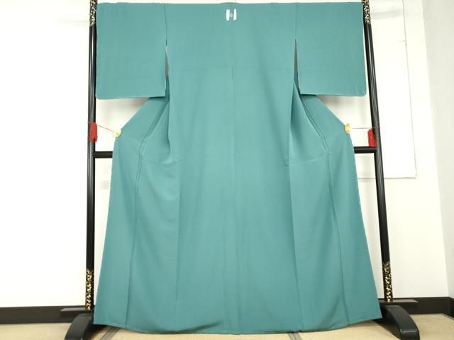 平和屋着物●上質な色無地 錆浅葱色 正絹 ♥ cs